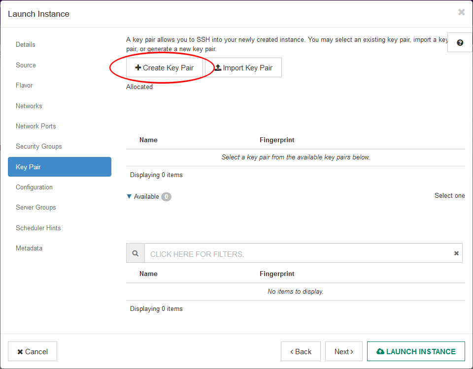 Create Key Pair